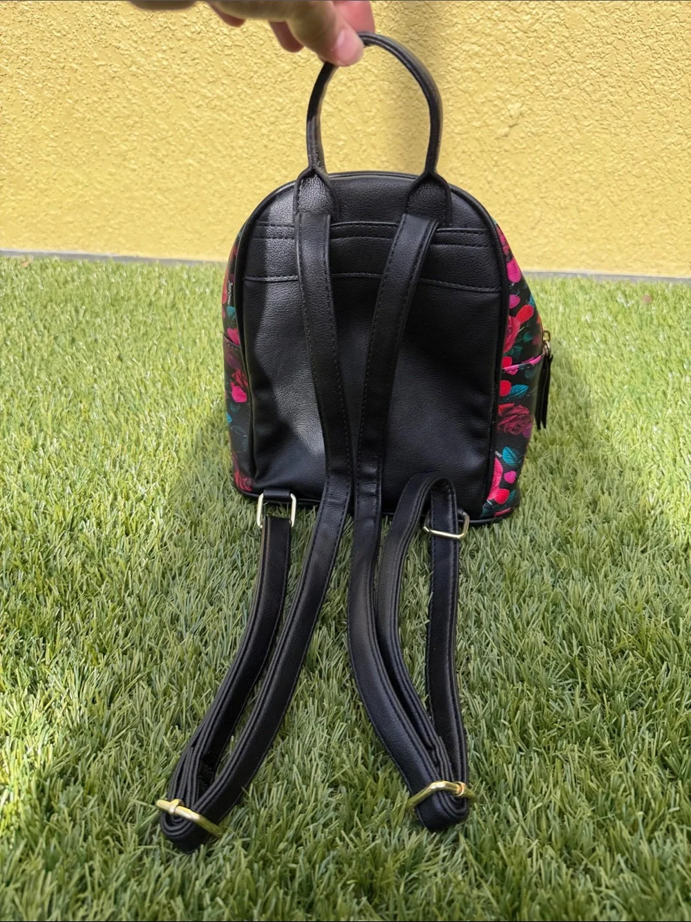 Juicy Couture Black Floral Rose Mini Backpack Y2K Pink Roses Bag Purse OSFA